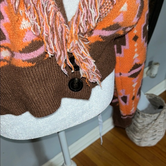 Cider Orange and Brown Patterned Cardigan - Picture 5 of 9